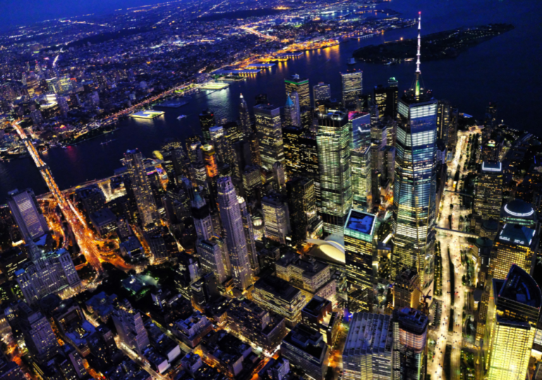 city skyline at night